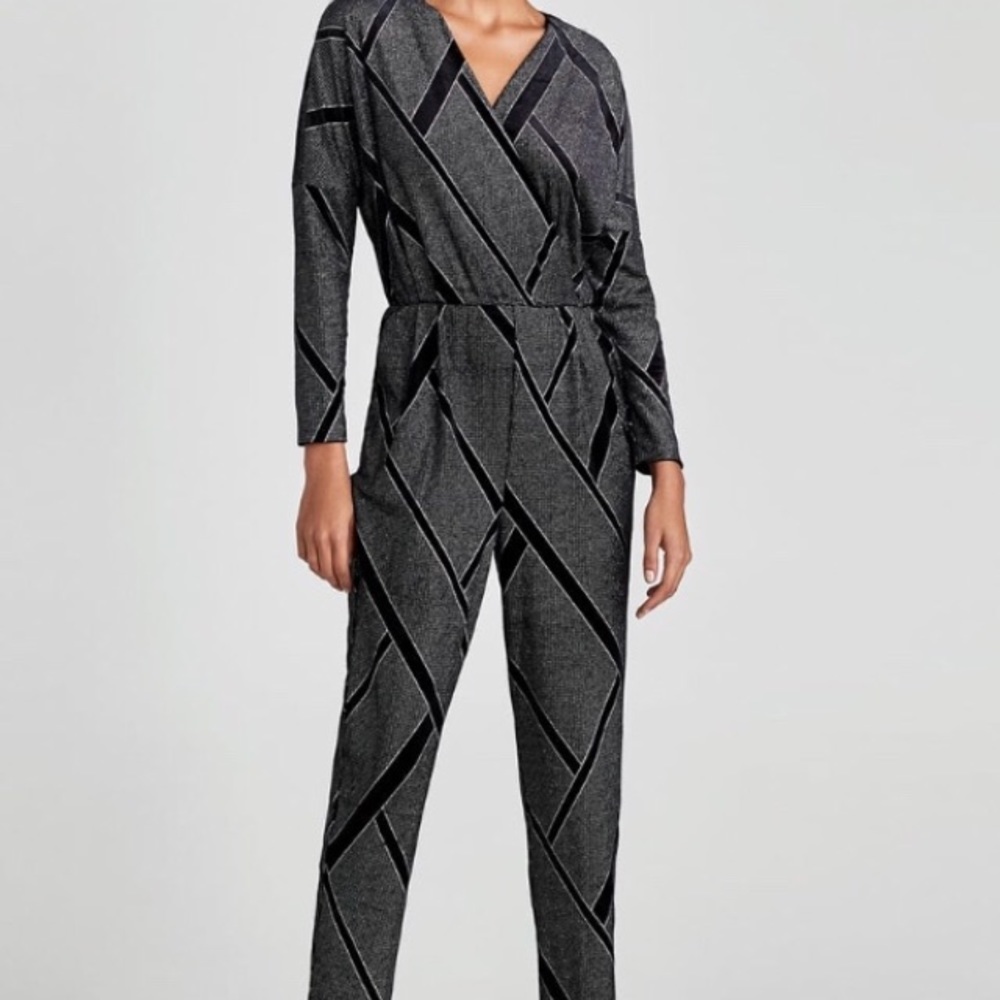 Zara black and silver jumpsuit